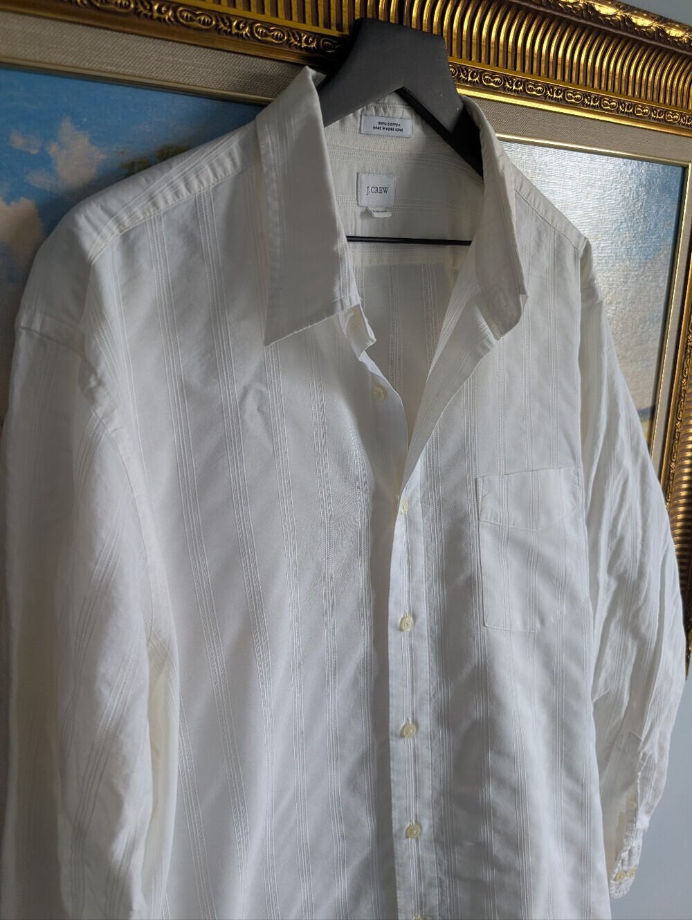J. Crew White Textured Button-Down Shirt